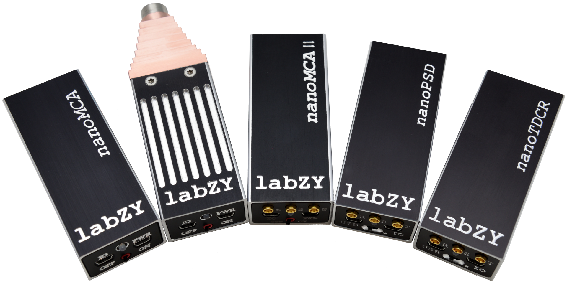 A photo of five labzy instruments